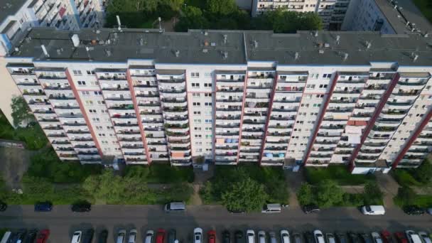 Aerial Top View Flight Large Panel System Building Apartment Prefabricated — Stock Video