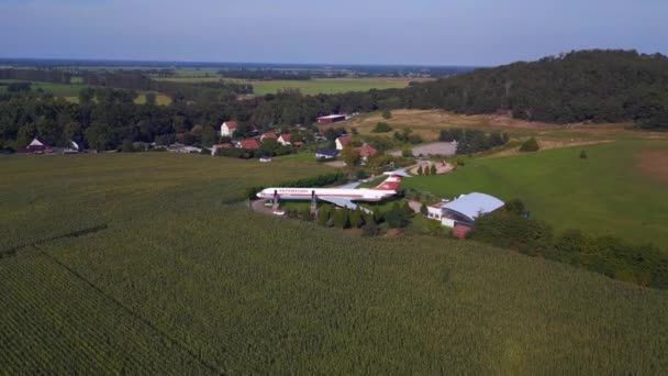 Aircraft Ground Hilly Summer Fields Brandenburg Germany Summer Drone Camera — Stock Video