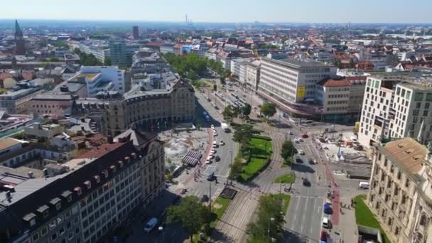 München City Center Downtown Tyskland Bayerska Sommar Klar Himmel Dag — Stockvideo