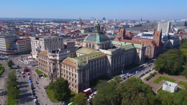 慕尼黑市中心 德国巴伐利亚 夏日晴朗的天空23 全景无人驾驶飞机4K — 图库视频影像