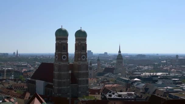 Munich Towers Frauenkirche Church Old Town Germany Bavarian Summer Clear — Stock Video