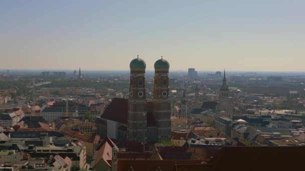 München Torn Frauenkirche Kyrka Gamla Stan Tyskland Bayern Sommar Klar — Stockvideo