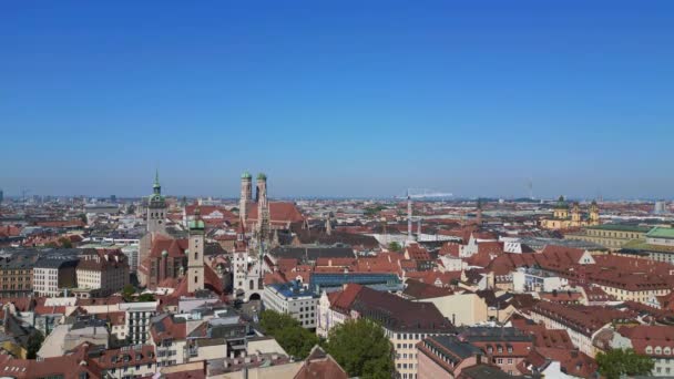 Münih Kiliseleri Eski Şehir Frauenkirche Peter Almanya Bavyera Yaz Ayları — Stok video