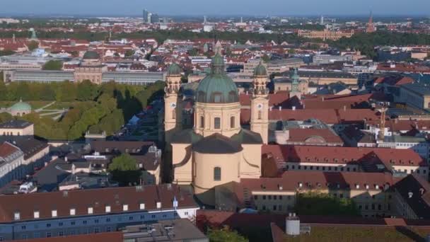 München Theatiner Church Town Gamla Stadskärnan Tyskland Bayern Sommar Klar — Stockvideo