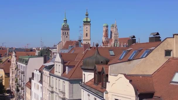 Münih Kiliseleri Eski Şehir Frauenkirche Peter Almanya Bavyera Yaz Ayının — Stok video