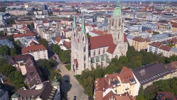Munich City Paul Church Theresienwiesen Germany Bavarian Town Sunny Clear — Stock Video