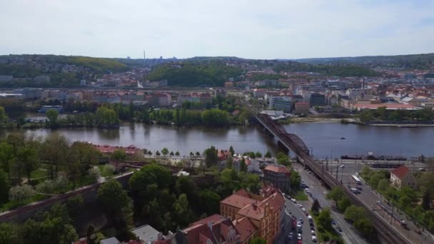 Miasto Powiat Miasto Praga Czechy Wiosna 2023 Przelot Nad Dronem — Wideo stockowe