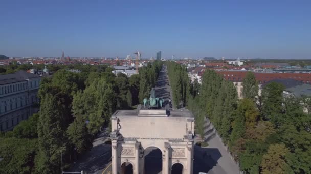 Victory Gate Város München Németország Bajor Nyár Napos Kék Nap — Stock videók