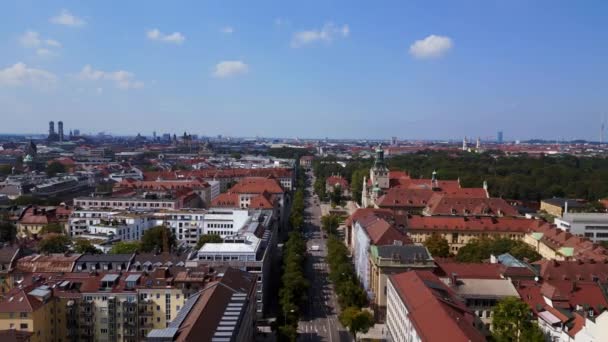 Altın Barış Meleği Sütun Şehri Münih Almanya Bavyera Yaz Güneşli — Stok video