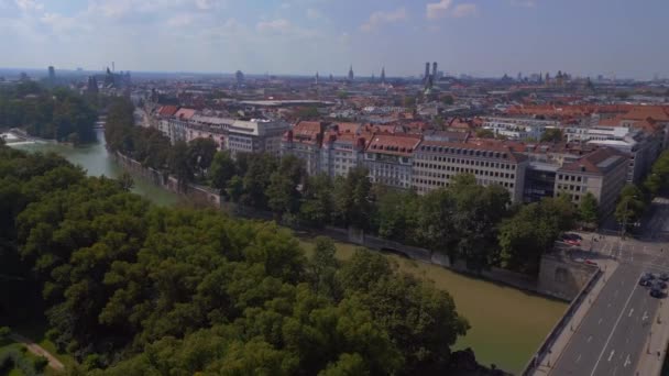 Barış Meleği Sütun Şehri Münih Almanya Bavyera Yaz Güneşli Bulutlu — Stok video