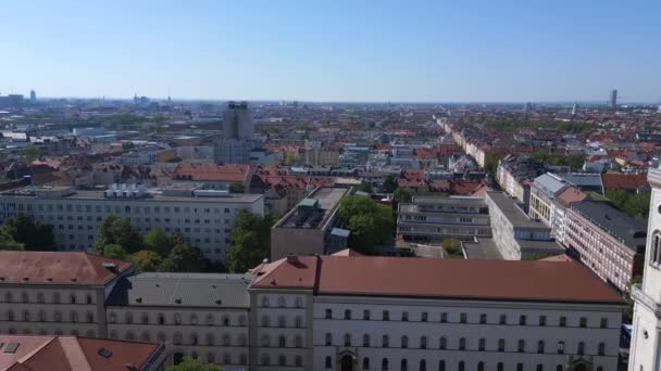 Igreja Ludwig Cidade Munique Alemanha Baviera Verão Ensolarado Céu Azul — Vídeo de Stock