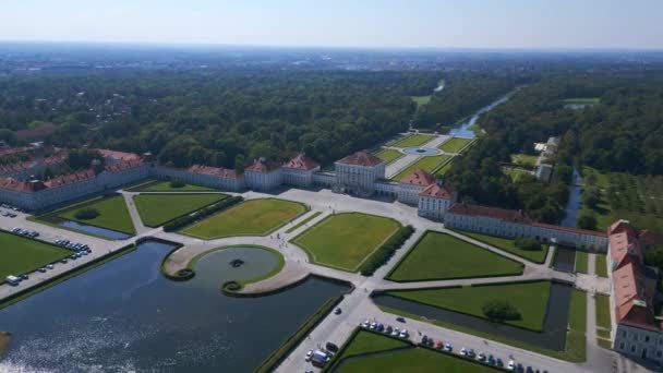 Schloss Nymphenburg Schloßlandschaft Stadt München Bayern Sommer Sonnig Blauer Himmel — Stockvideo