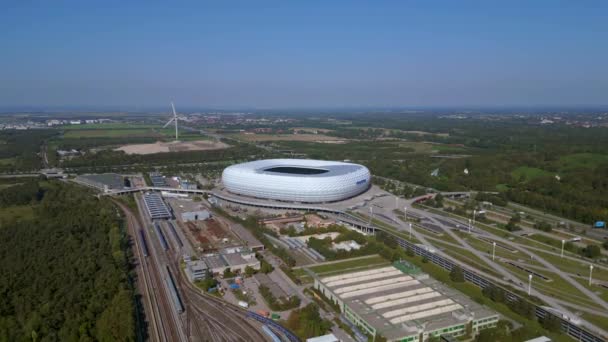 Bayerska München Arena Stadion Nationella Fotbollslag Tyskland Sommar Solig Blå — Stockvideo