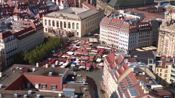 Dresden Vrouwenkerk Frauenkirche Stadsstad Duitsland Zomer Zonnige Blauwe Hemel Dag — Stockvideo