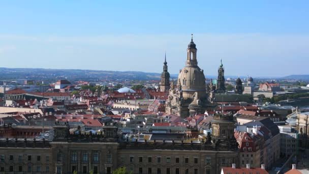 Дрезденская Женская Церковь Фрауэнкирхе Город Германия Летний Солнечный День Голубого — стоковое видео