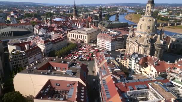 Dresden Women Gereja Frauenkirche City Kota Jerman Musim Panas Cerah — Stok Video