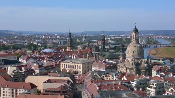 Дрезденская Женская Церковь Фрауэнкирхе Город Германия Летний Солнечный День Голубого — стоковое видео