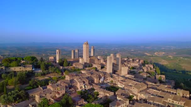 Amurallado Medieval Hill Tower Ciudad Toscana Italia San Gimignano Velocidad — Vídeos de Stock