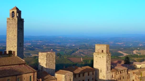 Τείχος Μεσαιωνικός Λόφος Πόλη Τοσκάνη Ιταλία San Gimignano Πολύ Κοντά — Αρχείο Βίντεο