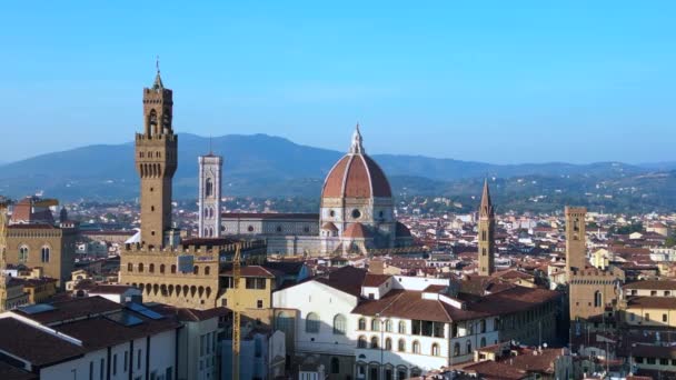Ciudad Catedral Ciudad Medieval Florencia Toscana Italia Dron Órbita Panorámica — Vídeo de stock