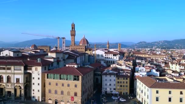 Ciudad Catedral Ciudad Medieval Florencia Toscana Italia Dron Ascendente Cinemático — Vídeo de stock