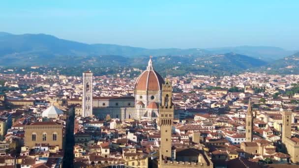 Ciudad Catedral Ciudad Medieval Florencia Toscana Italia Amplia Órbita Vista — Vídeo de stock