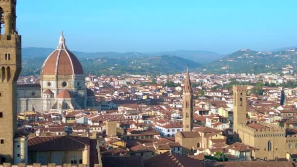 Ciudad Catedral Ciudad Medieval Florencia Toscana Italia Avión Tripulado Vuelo — Vídeo de stock