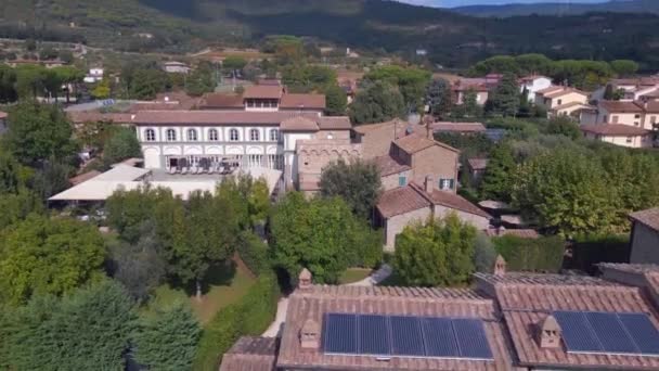 Toskania Villa Włochy Charlie House Życie Wsi Malejący Dron Kinematograficzny — Wideo stockowe