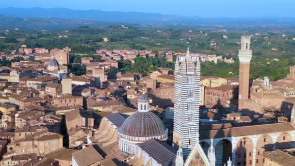 Piazza Del Campo Věž Středověké Město Siena Toskánsko Itálie Panorama — Stock video
