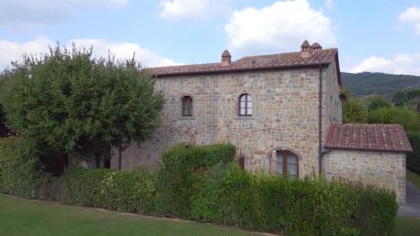 Toscana Villa Itália Charlie House Country Life Sobrevoo Sobrevoo Drone — Vídeo de Stock
