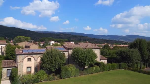 Toskania Villa Włochy Charlie House Życie Wsi Panorama Zakrzywiony Dron — Wideo stockowe