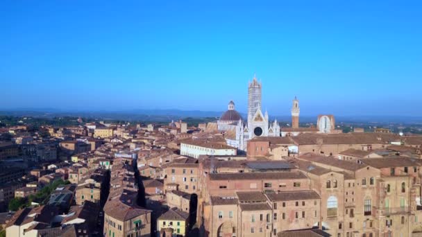 Piazza Del Campo Turm Mittelalterliche Stadt Siena Toskana Italien Panorama — Stockvideo