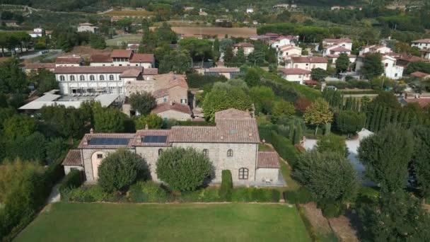 Toskania Villa Włochy Charlie House Życie Wsi Malejący Dron Kinematograficzny — Wideo stockowe