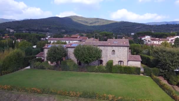 Toscana Villa Italien Charlie House Livet Landet Överflygning Över Drönare — Stockvideo