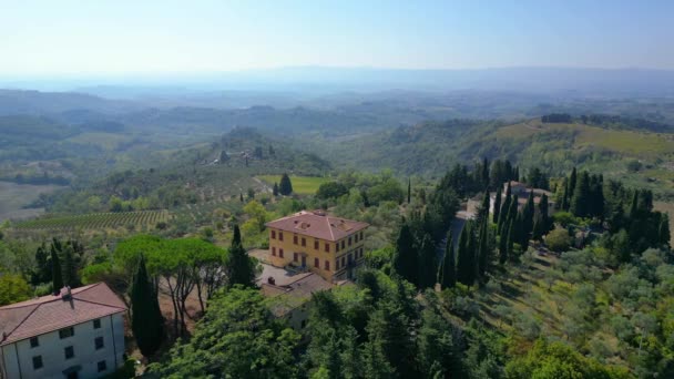 Drone Toscana Medieval Village Hill Adega Adega Oktober 2023 Italy — Vídeo de Stock