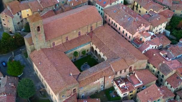 Tuscany Város Cortona Hegy Arezzo Olaszország 2023 Drone Top Felülnézet — Stock videók