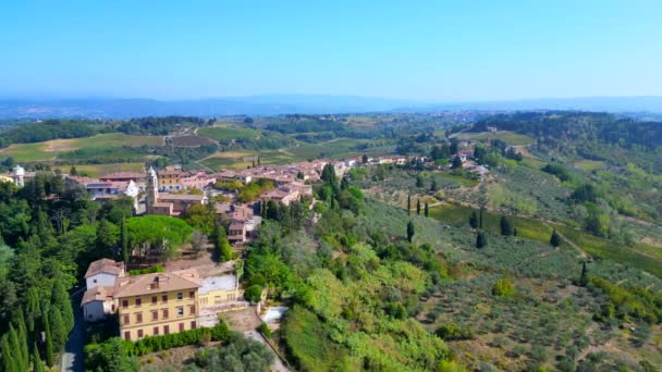 Drone Toscana Medieval Village Hill Winery Oktober 2023 Itália Boom — Vídeo de Stock