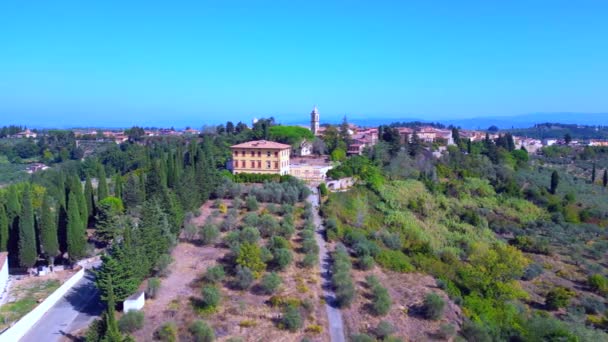 Drohne Toskana Medieval Village Hill Winery Winery Oktober 2023 Italien — Stockvideo