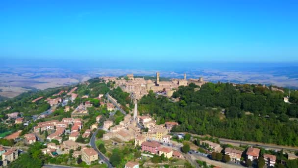 Drohne Volterra Stadt Mittelalter Italien Hügel Toskana Oktober 2023 Fliegen — Stockvideo