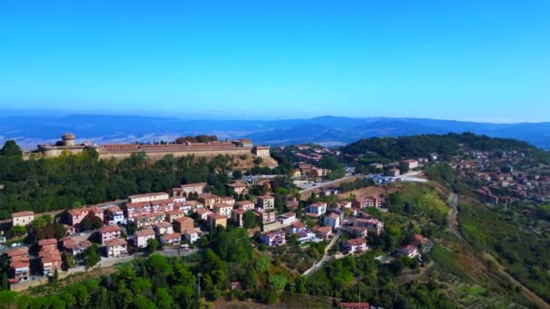 Drone Comune Volterra Medioevo Italia Collina Toscana Ottobre 2023 Rotazione — Video Stock