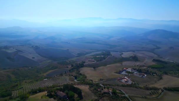Drohne Volterra Stadt Mittelalter Italien Hügel Toskana Oktober 2023 Drehung — Stockvideo