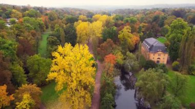 Weimar Tarihi Parkı Thuringia Almanya 23. Panorama insansız hava aracı görüntüsü