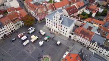 Weimar eski kasaba kültür kenti Thuringia Almanya 2023 'te düştü. İHA, 4K' dan fazla görüntü çekti.