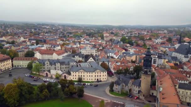 Weimar Stare Miasto Kulturalne Turyngia Niemcy Jesień 2023 Zstępujący Dron — Wideo stockowe