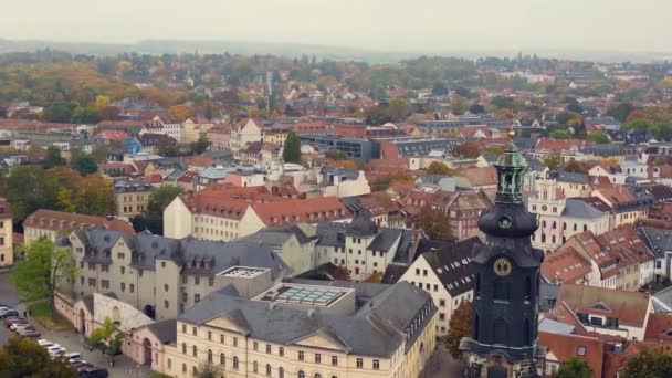 Weimar Altstadt Kulturstadt Thüringen Herbst 2023 Überflugdrohne Filmmaterial — Stockvideo