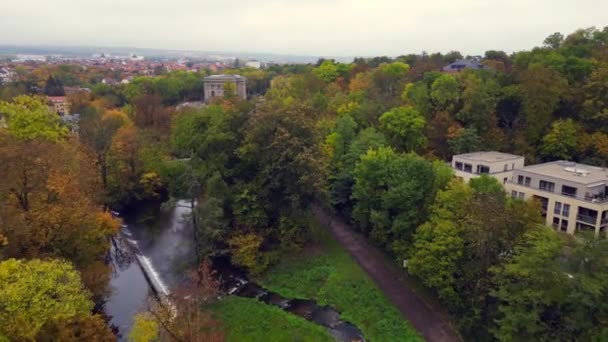 Weimar Parque Histórico Thuringia Alemanha Queda Sobrevoo Sobrevoo Drone Metragem — Vídeo de Stock