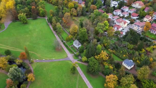Weimar Ogród Goethe Dom Turyngia Park Upadek Niemiecki Kamera Drona — Wideo stockowe