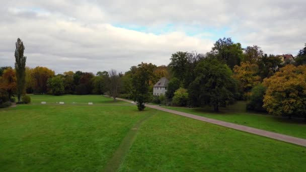 Weimar Ogród Goethe Dom Turyngia Park Upadek Niemiecki Pociągnąć Dron — Wideo stockowe