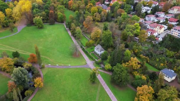 Weimar Jardin Goethe Maison Thuringe Parc Allemand Automne Drone Haut — Video