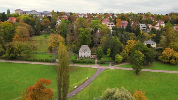 Jardim Weimar Goethe House Thuringia Parque Alemão Outono Voar Reverter — Vídeo de Stock